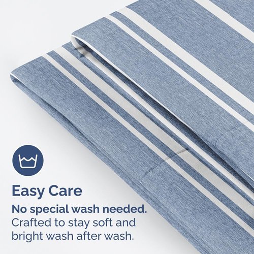 King Standard Pillow Cases - Soft Hotel Quality Covers for Comfy Bedding | Set of 4 Blue Stripes