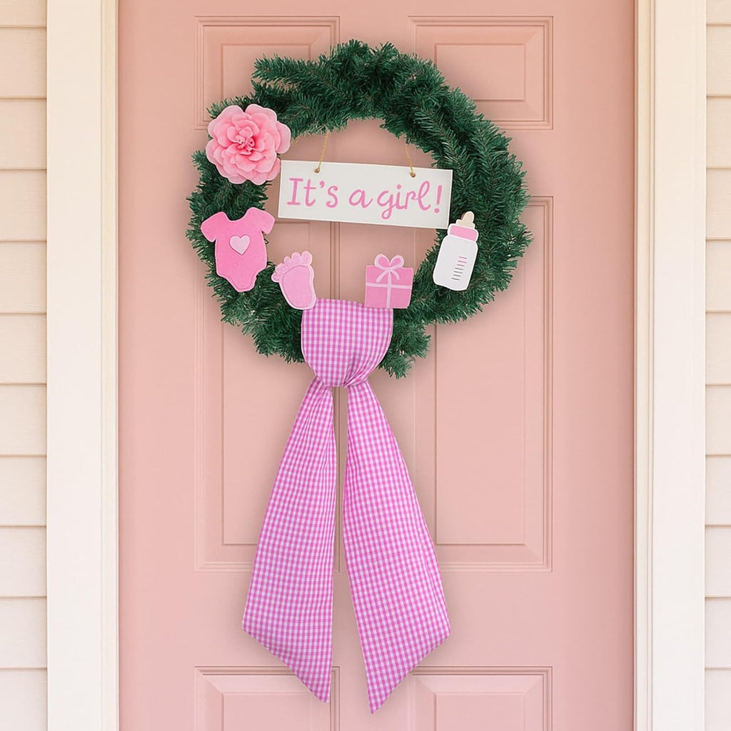 Regine Switzerland Pink Striped Wreath Sash - 5.12" Wide x 54.33" for Baby Shower & Spring Decor