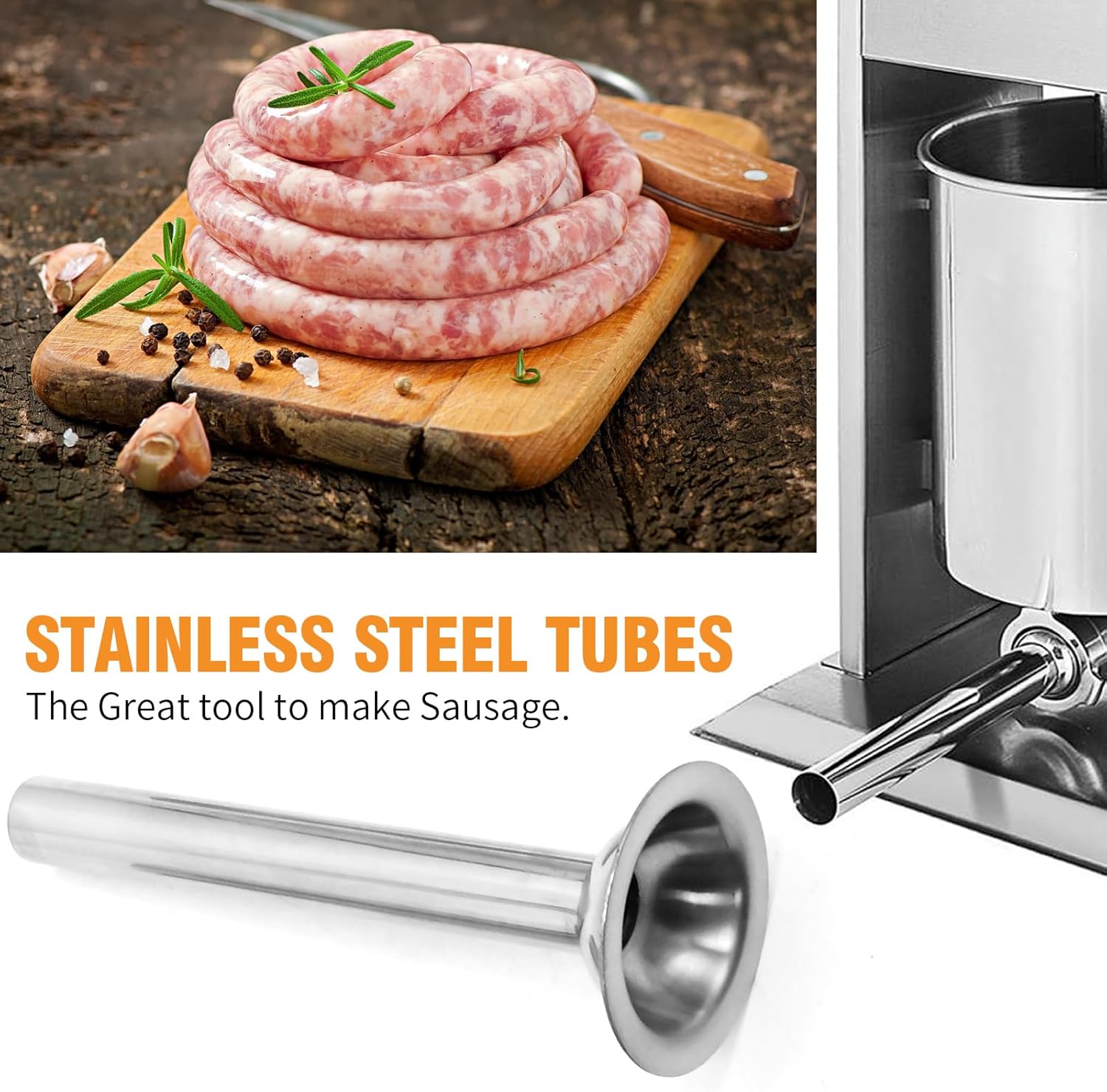 Saihisday Sausage Stuffing Tubes - 4Pcs Stainless Steel Nozzles for #32 Meat Grinder | 5/4”, 1”, 3/4”, 1/2” Openings