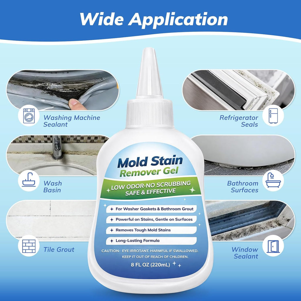 Regine Switzerland Mold-Stain Remover Gel - Low Odor Cleaner for Washing Machines & Bathrooms