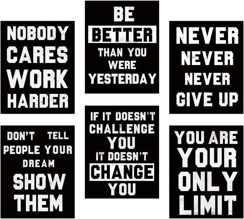 HOMANGA Motivational Wall Art | Inspirational Quotes Canvas Prints - Set of 6, 8x10 Inch Unframed