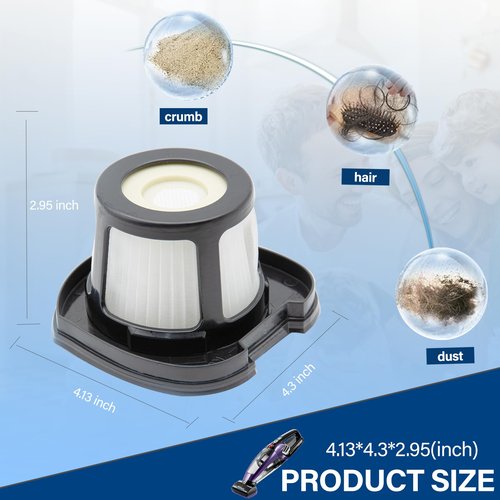 2579 Vacuum Replacement Filters Compatible with Bissell Pet Hair Eraser 2390A 2389 & AutoMate 2284W Lithium Ion Cordless Hand Vacuum,Compare to Part # 1614212, 1614203 & 1614204