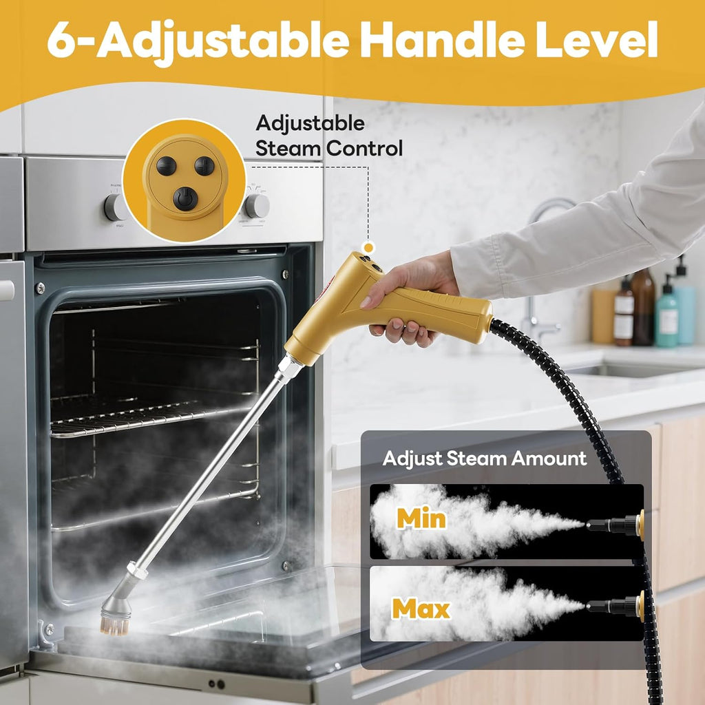 Skiennix Handheld Steam Cleaner - 15-in-1 High Pressure Steamer for Home & Kitchen | Fast 10s Heating
