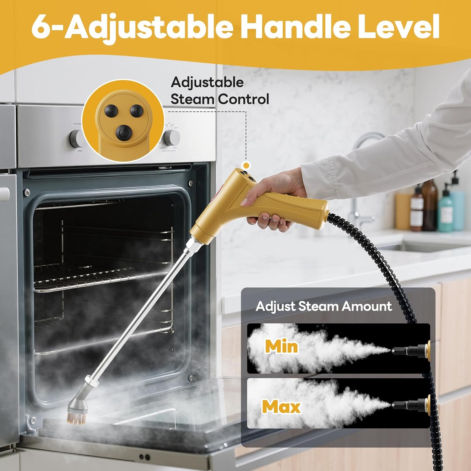 Skiennix Handheld Steam Cleaner - 15-in-1 High Pressure Steamer for Home & Kitchen | Fast 10s Heating