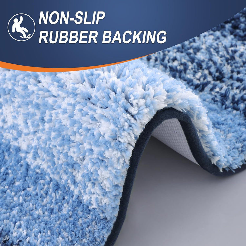 OLANLY Bathroom Runner Rugs - Extra Soft Microfiber Bath Mats | Quick Dry, Machine Washable, 47x17, Navy