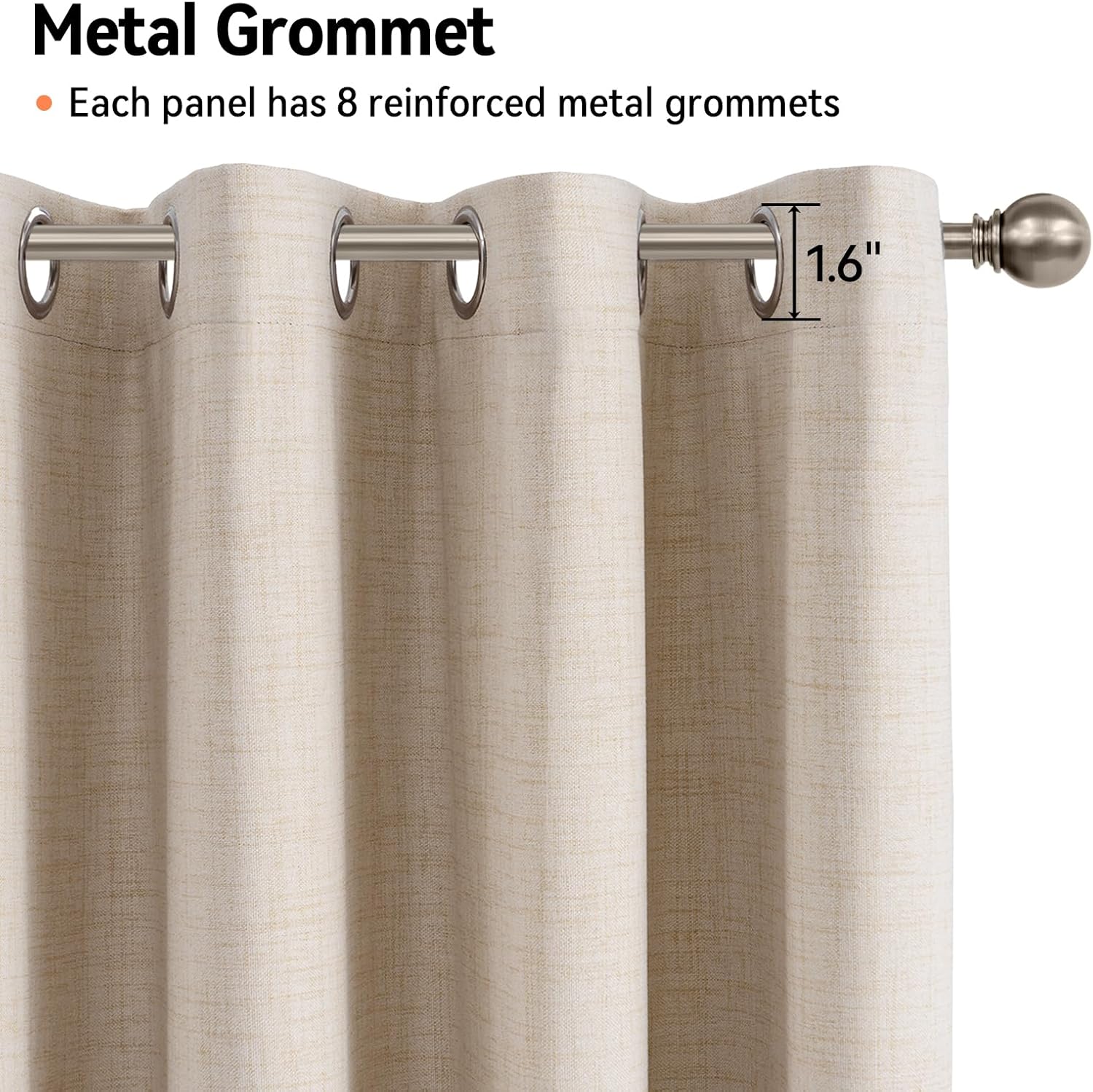 Skiennix 100% Blackout Linen Curtains - Thermal Insulated Drapes for Bedroom & Living Room | Oatmeal, 50" W x 84" L, 2 Panels