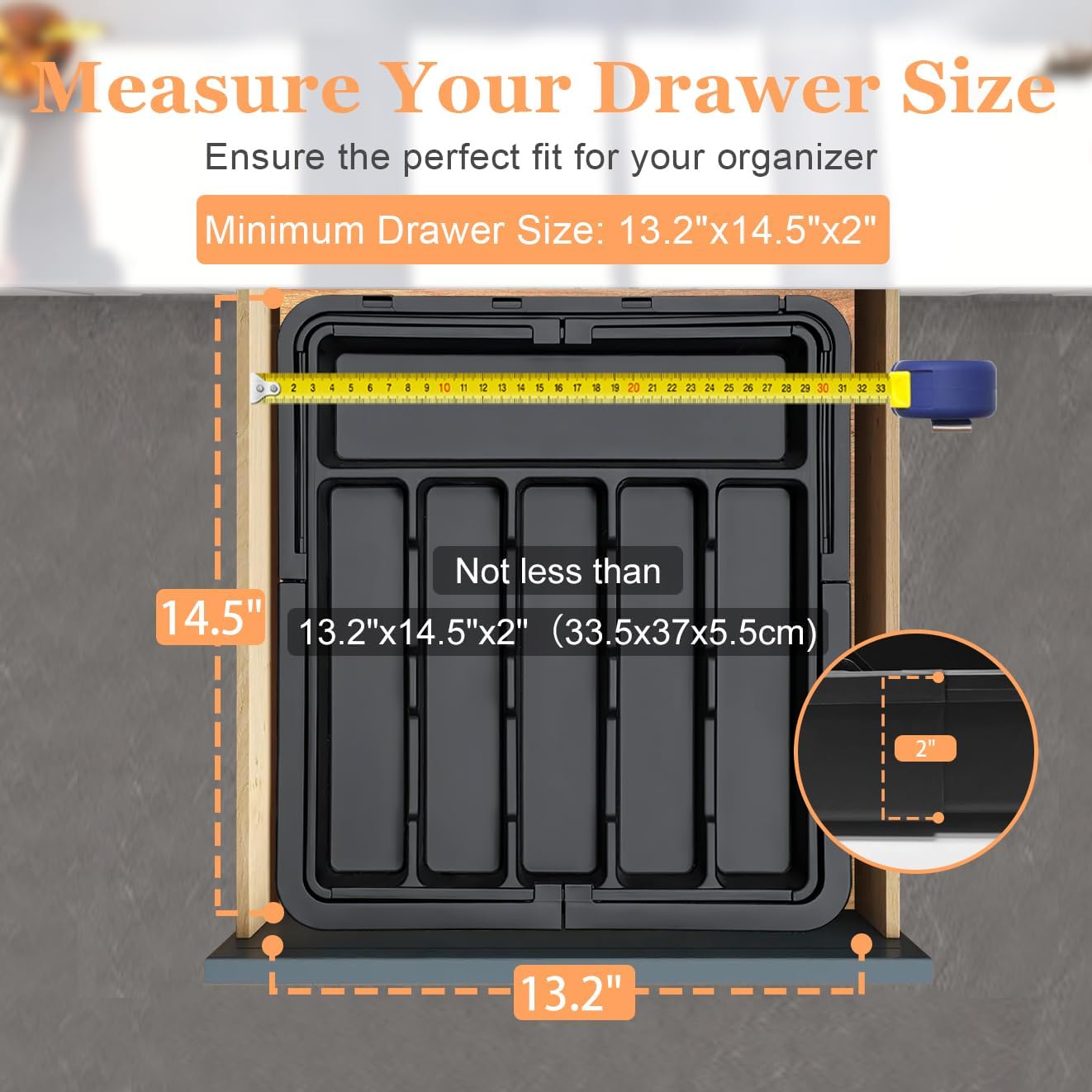 Spaclear Expandable Silverware Organizer - Adjustable BPA-Free Cutlery Tray for Kitchen | 6-9 Slots, Black