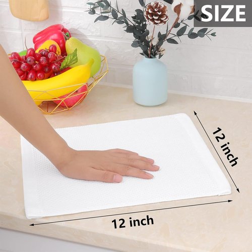 Homaxy Kitchen Dish Cloths - 100% Cotton Waffle Weave, Ultra Soft & Absorbent, 12x12 Inches, 8-Pack, White
