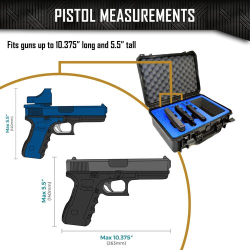3 Pistol 12 Magazine + Accessories Storage Doro Waterproof Pistol Case with Custom MyCaseBuilder Foam Insert