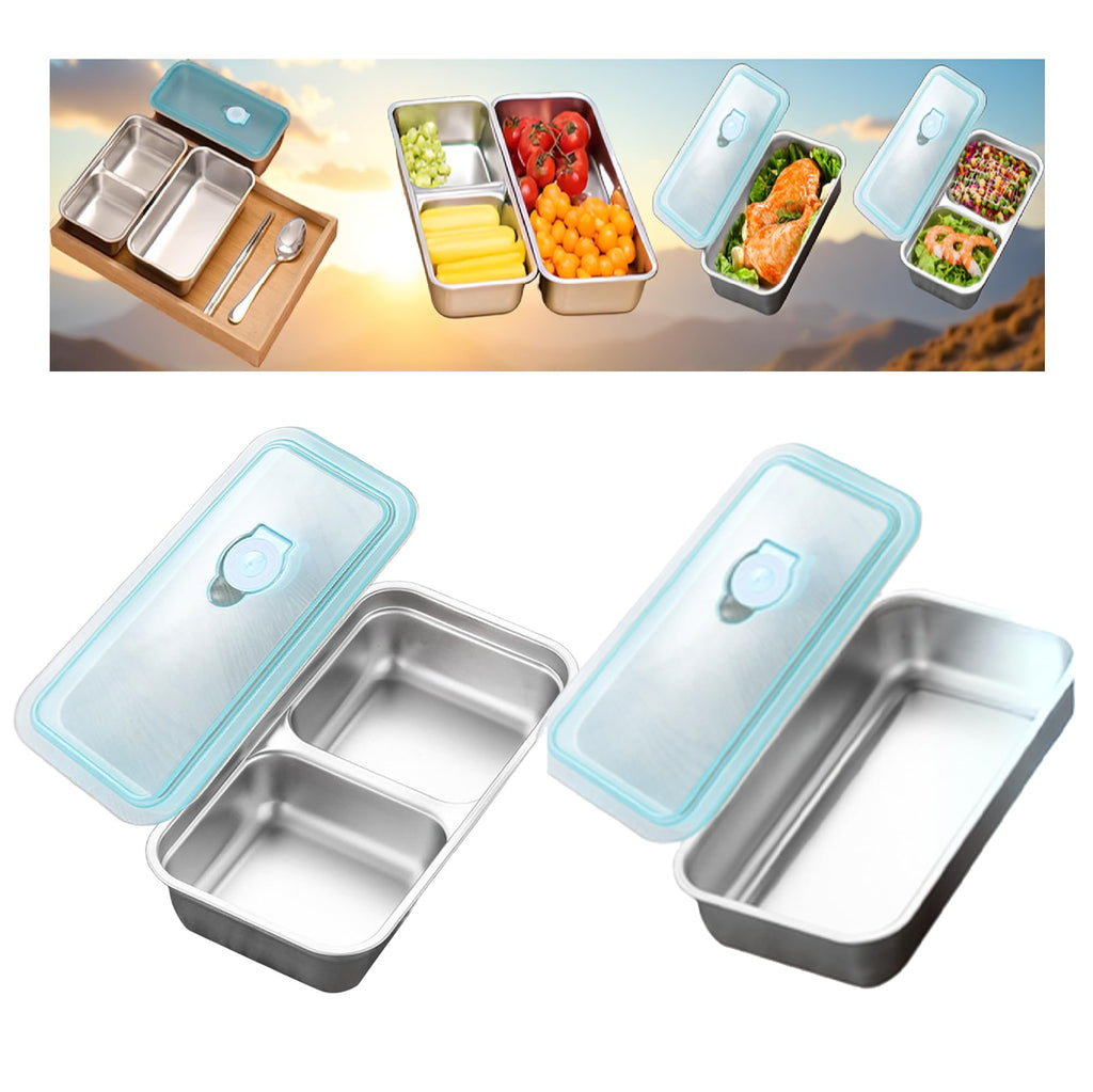 Stainless Steel Snack Containers with Lids Meal Prep Food Storage Container Lunch Box Multi Compartment Reusable Leak-Proof Design for Travel,Snacks, Sandwiches,Condiments Bento Box Office Home