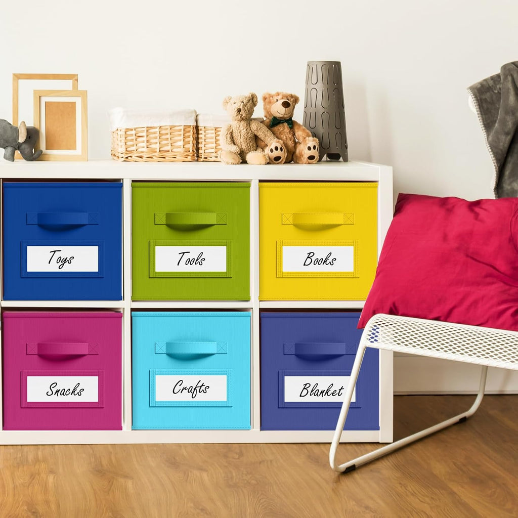 Teenyyou Fabric Storage Cubes - 11-Inch Collapsible Bins with Label Window & Handle | 10-Pack for Kids' Room, Closet, Nursery