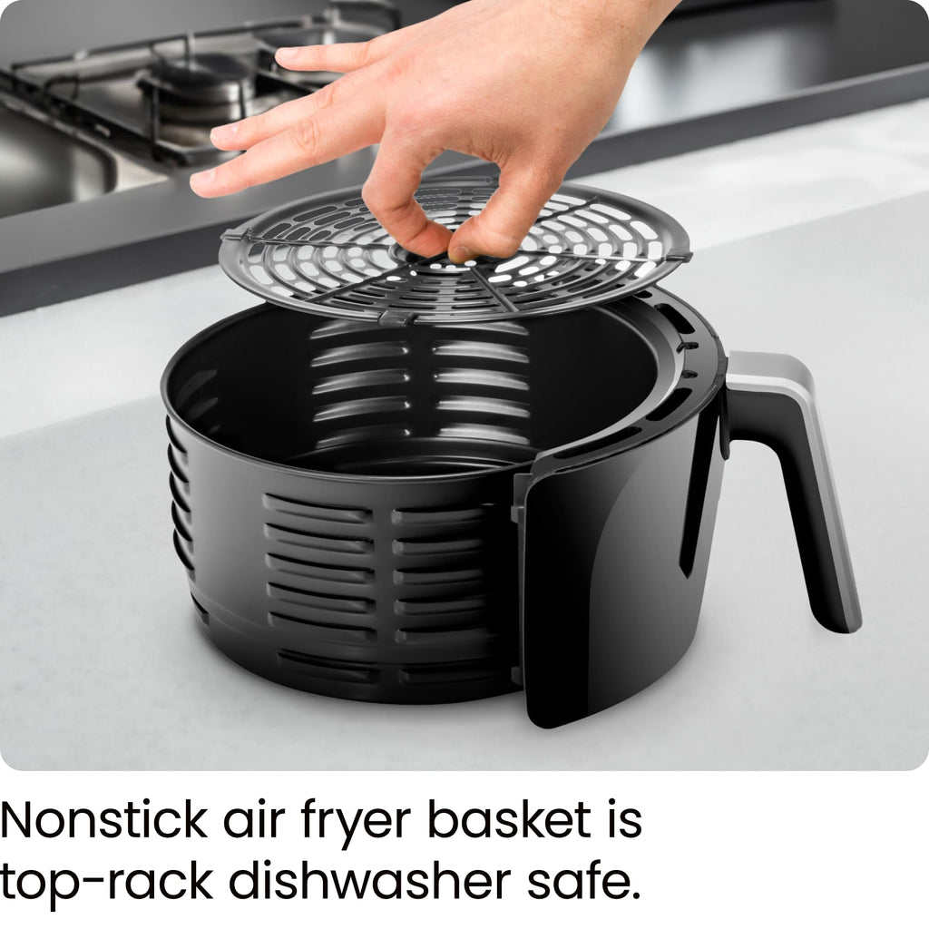 CHEFMAN Small Air Fryer Healthy Cooking, 3.6 Qt, Nonstick, User Friendly and Dual Control Temperature, w/ 60 Minute Timer & Auto Shutoff, Dishwasher Safe Basket, Matte Black, Cookbook Included