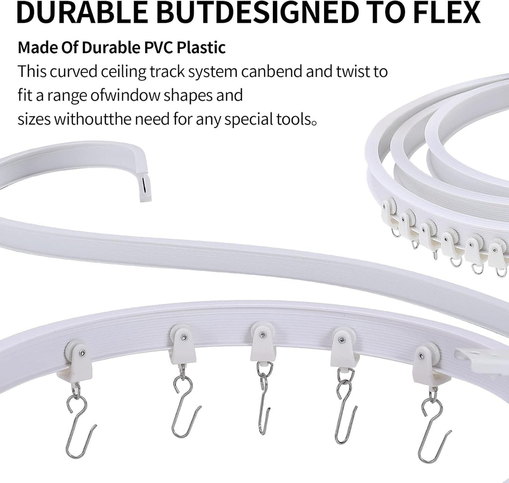 Skiennix Flexible Bendable Ceiling Curtain Track - 5m (16.4ft) Ceiling Mount for RV Curtains
