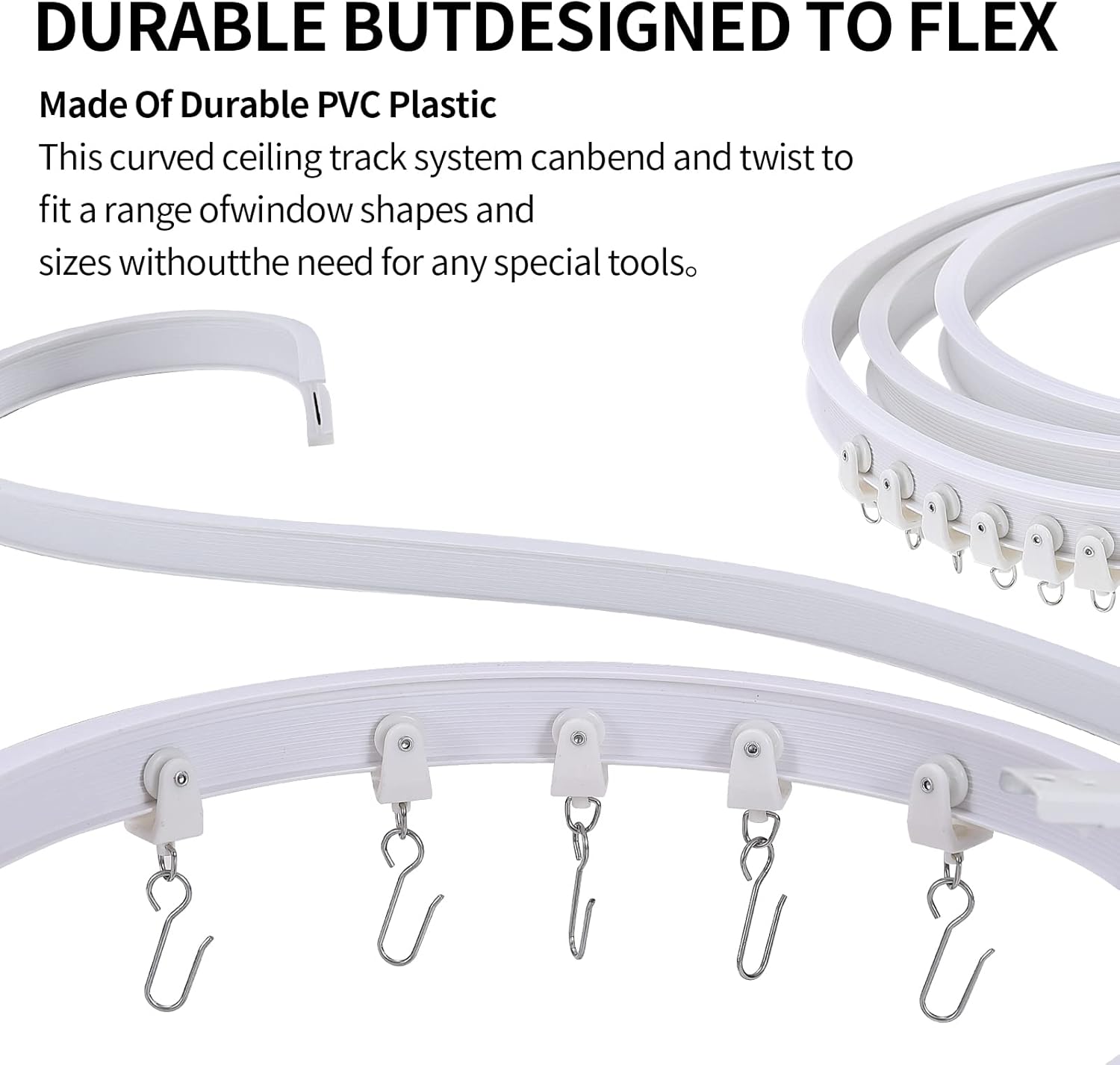 Skiennix Flexible Bendable Ceiling Curtain Track - 5m (16.4ft) Ceiling Mount for RV Curtains