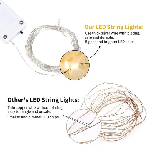 Brightown 12-Pack LED Fairy Lights - Waterproof Multi-Color String Lights for Weddings & Parties | 7 Feet, 20 LEDs