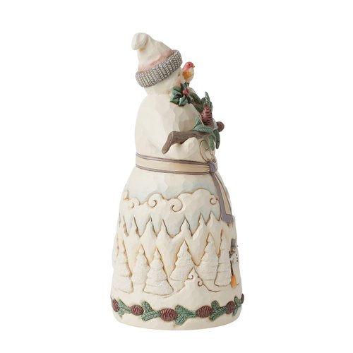 Enesco Jim Shore Heartwood Creek White Woodland Snowman with Pine Garland Figurine- Resin Hand Painted Crafted Collectible Decorative Figurines Christmas Home Decor Sculpture Statue Gift, 9.2 Inch