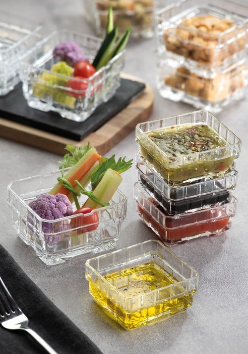 Barski Glass - Stackable Bowl - Set of 6 Bowls - Designed - 6.8 Oz. - for Kitchen Prep - Dessert - Dips and Candy - Made in Europe