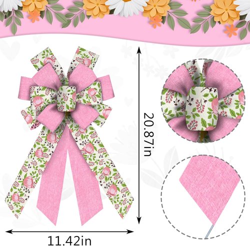 Estivaux Large Fall Flower Wreath Bow - Burlap Wedding Decor for Front Door | Thanksgiving Party Decoration