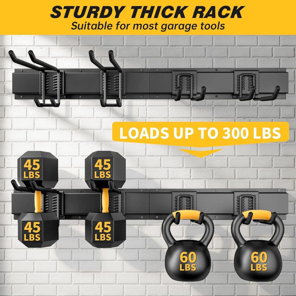 UUP 32-Inch Garage Storage | Heavy-Duty Wall Mount Garden Tool Organizer with Adjustable Hooks