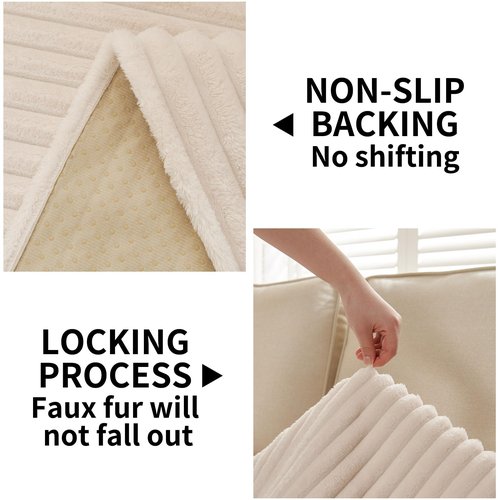 HAOMAIJIA Waterproof Couch Cover for Dogs Washable,Faux Fur Pet Couch Covers for Sofa,Soft Dog Bed Cover Non-Slip Couch Covers for 3 Cushion Couch Sofa Pet Friendly (Off White, 35" x 95" 1 Pack)