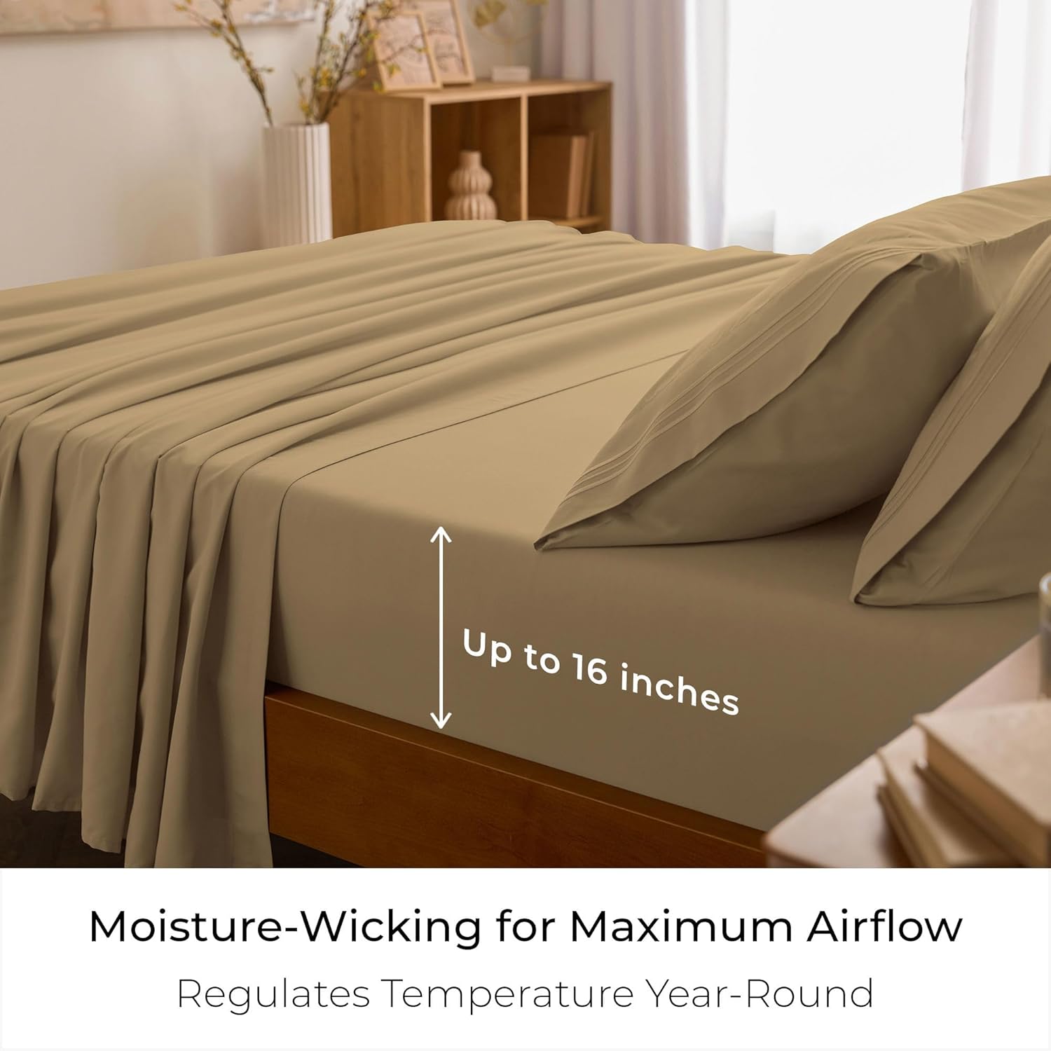 Mellanni King Sheets Set - 4 PC Hotel Luxury Bedding | Extra Soft, Cooling, Wrinkle-Resistant (Gold)
