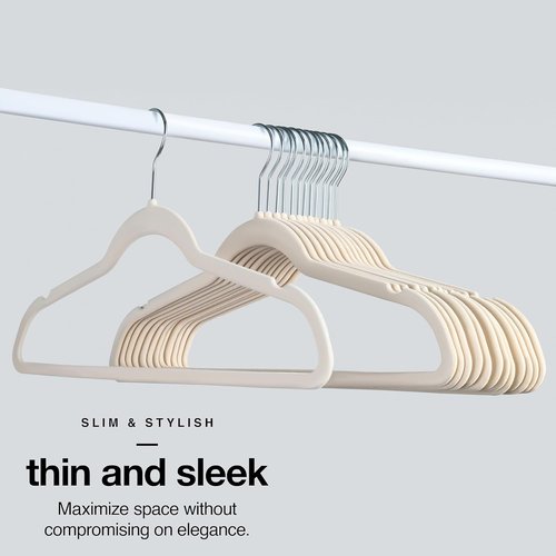 Home-it Premium Velvet Hangers - 50 Pack Ivory Non-Slip Heavy Duty Clothes Hangers | Ultra Thin Design for Suits, Jackets, and Pants