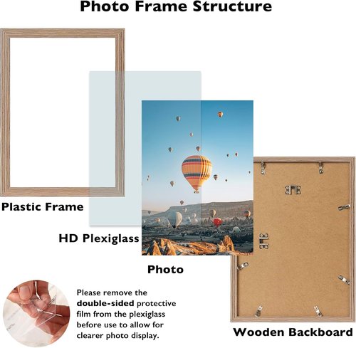 JCJMY 10x13 Rustic Brown Picture Frame - Versatile Wall Hanging for Horizontal or Vertical Display