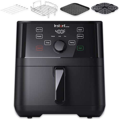 Instant Pot Vortex 5.7QT Air Fryer With Accessories, Custom Smart Cooking Programs, 4-in-1 Functions that Crisps, Roasts, Bakes and Reheats, 100+ In-App Recipes, from the Makers of Instant Pot, Black
