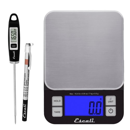 Escali Kitchen Scale and Thermometer Kit, Includes Nutro Digital Food Scale and Gourmet Digital Thermometer