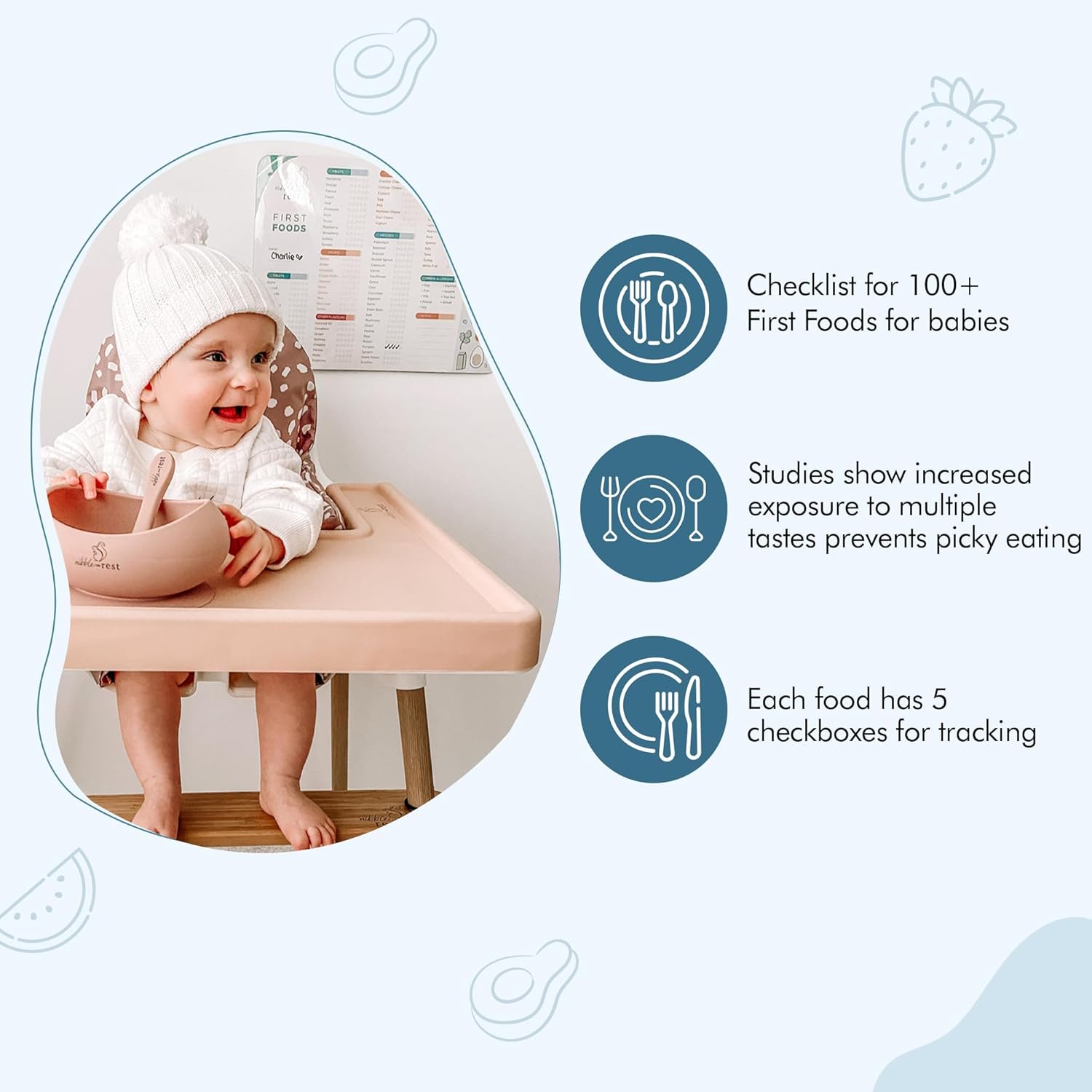 Nibble and Rest Baby's First Foods Tracker - Dry Erase Fridge Magnet & Activity Poster | 25x35cm