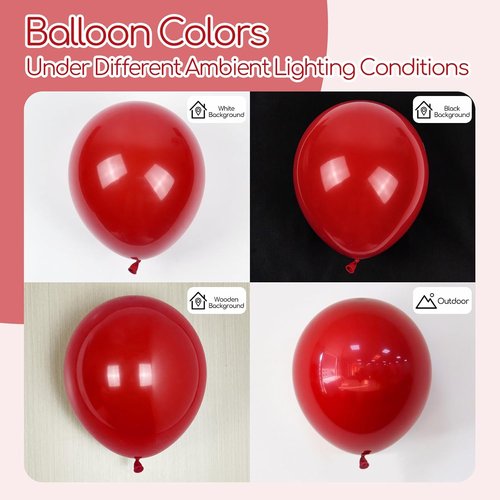 Dark Red Balloons - 12 Inch Latex Party Balloons | 50 Pack for Bridal Shower & Birthday Decorations