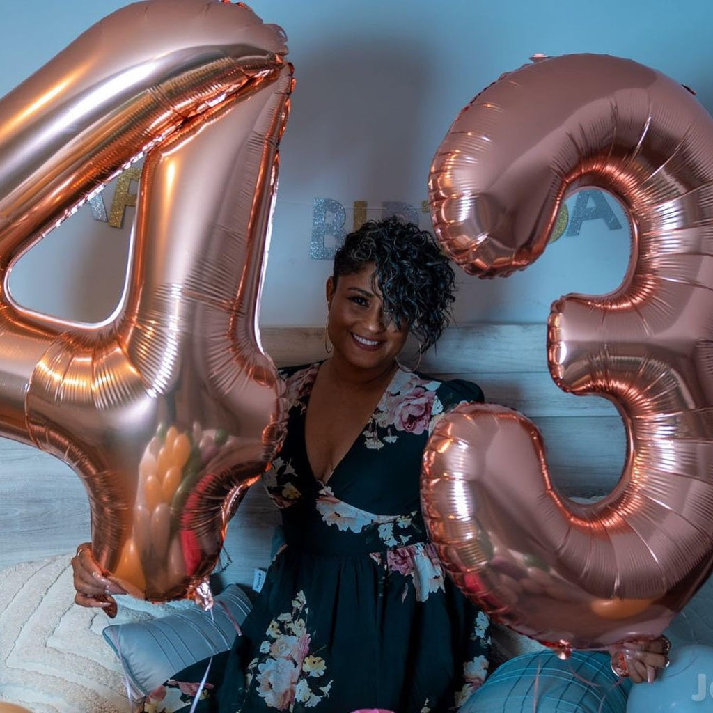 Rose Gold Number 4 Balloon - 40 Inch Large Birthday Decoration for Girls & Boys