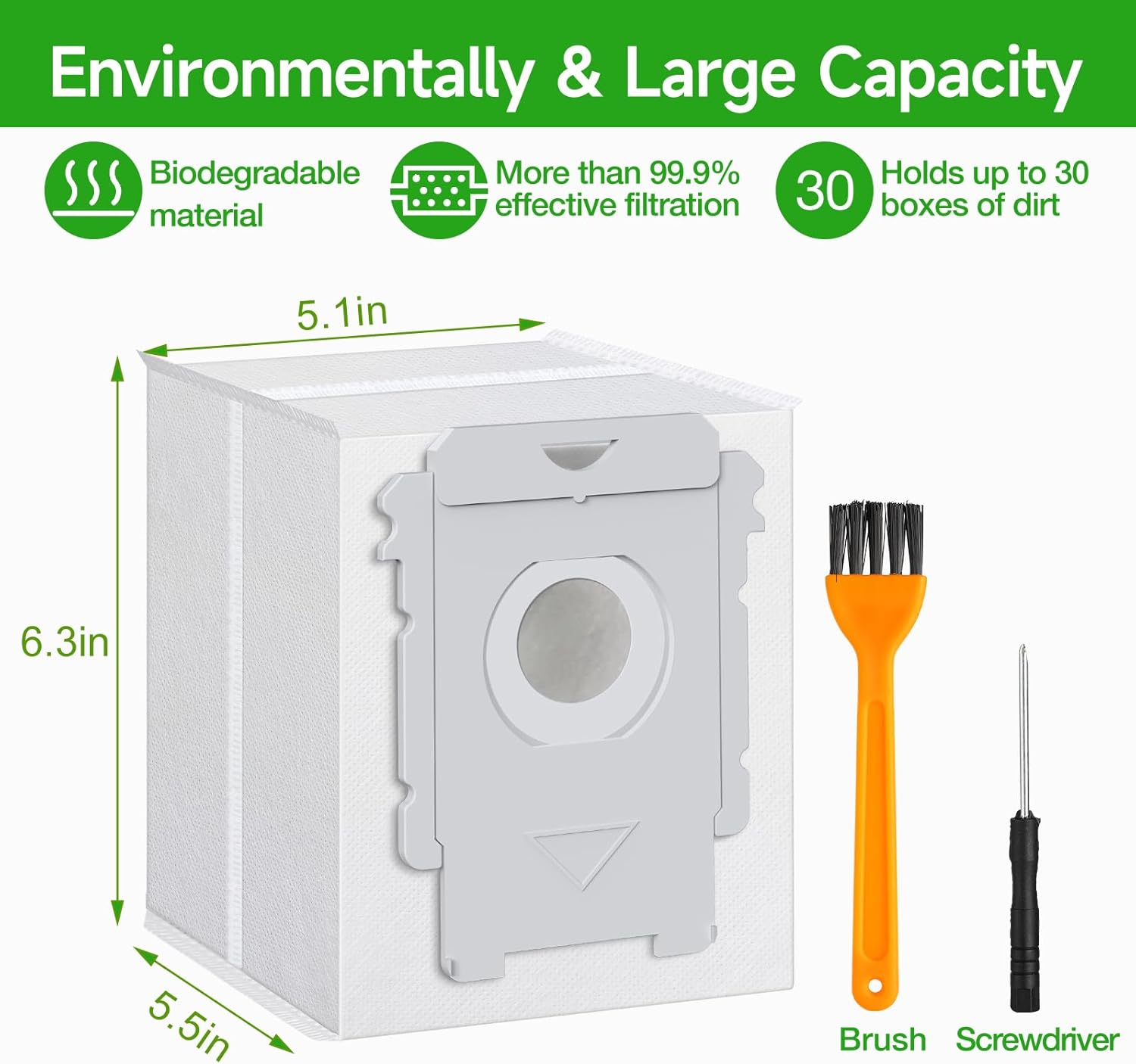 VBN 12-Pack Roomba Vacuum Bags - Compatible with iRobot Roomba i7+, i3+, i4+, i6+, i8+, j7+, s9+
