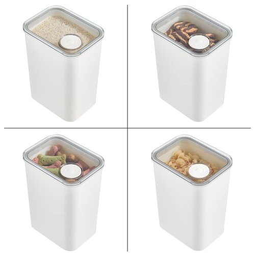 iDesign Recycled Plastic Large Dry Goods Kitchen Canister with Airtight Lid – 6.34" L x 4.79” W x 8.78” H, White