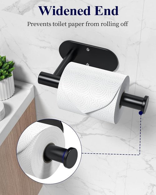 Kitsure Toilet Paper Holder - Premium Waterproof Stainless Steel Wall-Mount | Ideal for Bathroom & RV, Black 6.5" L