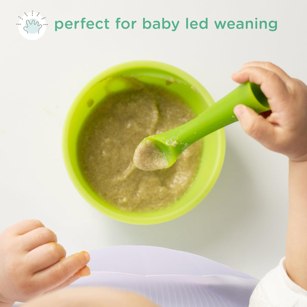 Olababy Soft-Tip Silicone Training Spoon Set - Perfect for Baby-Led Weaning | 2-Pack