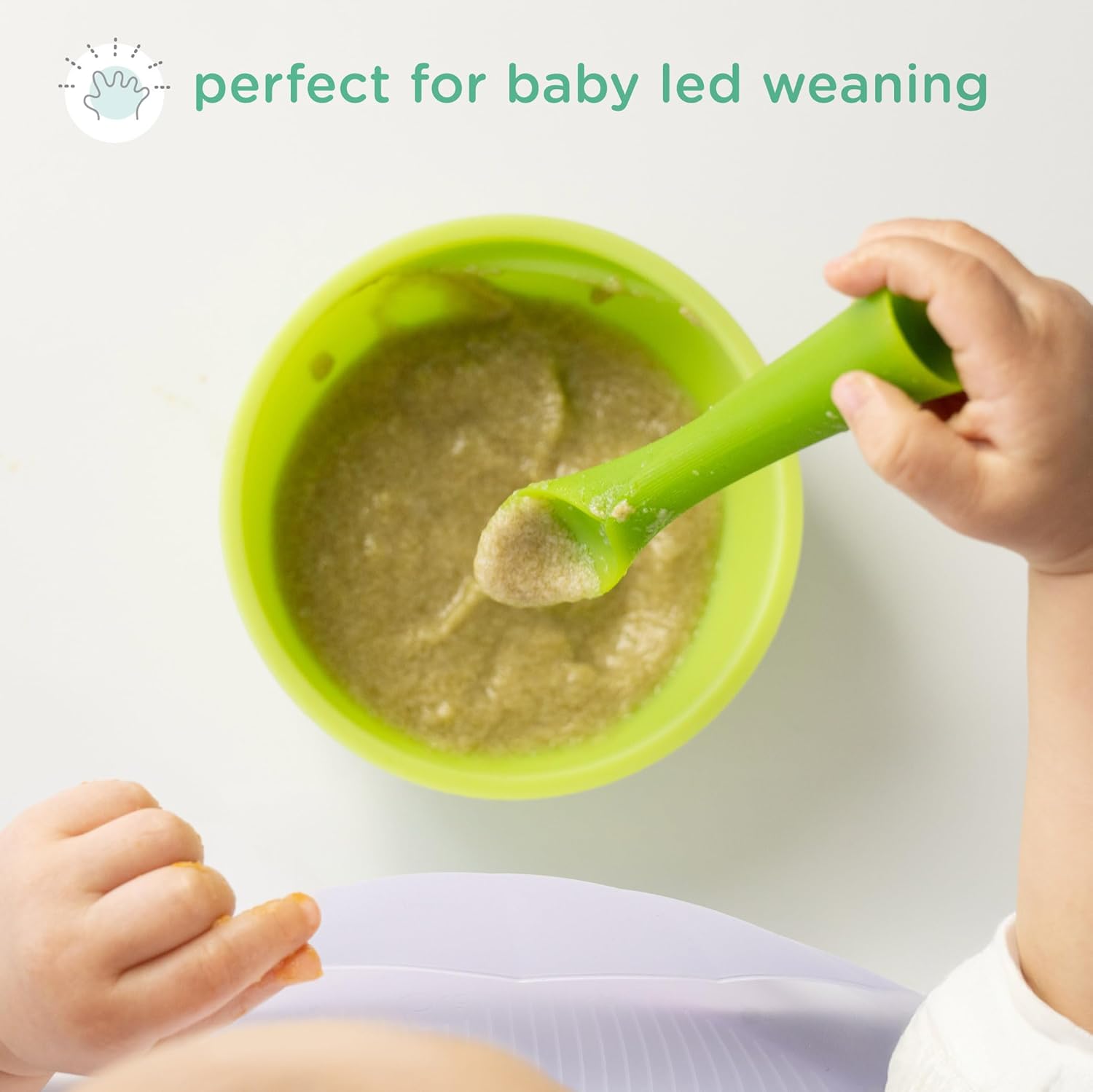 Olababy Soft-Tip Silicone Training Spoon Set - Perfect for Baby-Led Weaning | 2-Pack