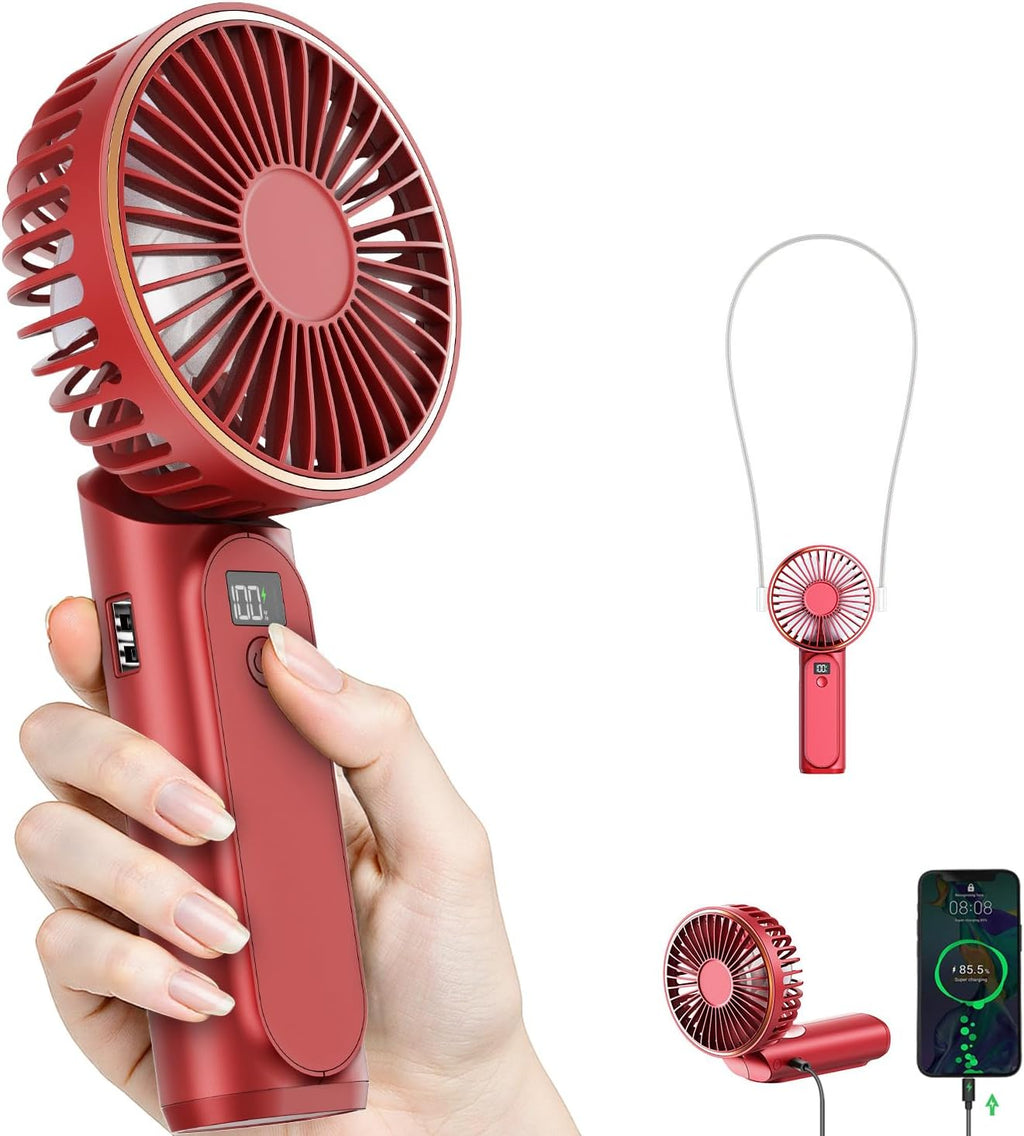 Skiennix Portable Handheld Fan - 4000mAh Battery, 6 Speed Wind, Adjustable 180° | USB Rechargeable