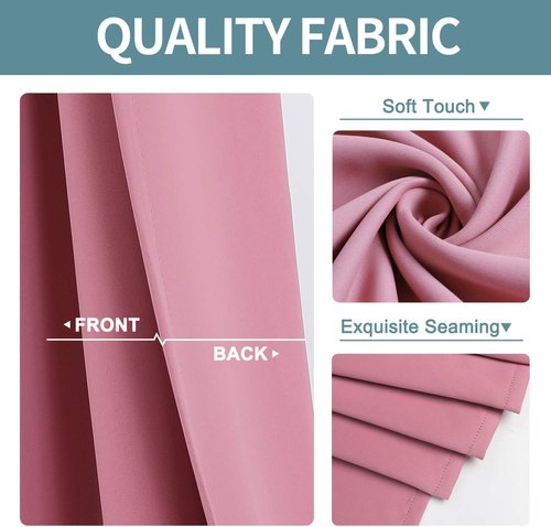 ChrisDowa Blackout Curtains - Room Darkening Thermal Insulated Panels Set (Pink, 38W x 45L)