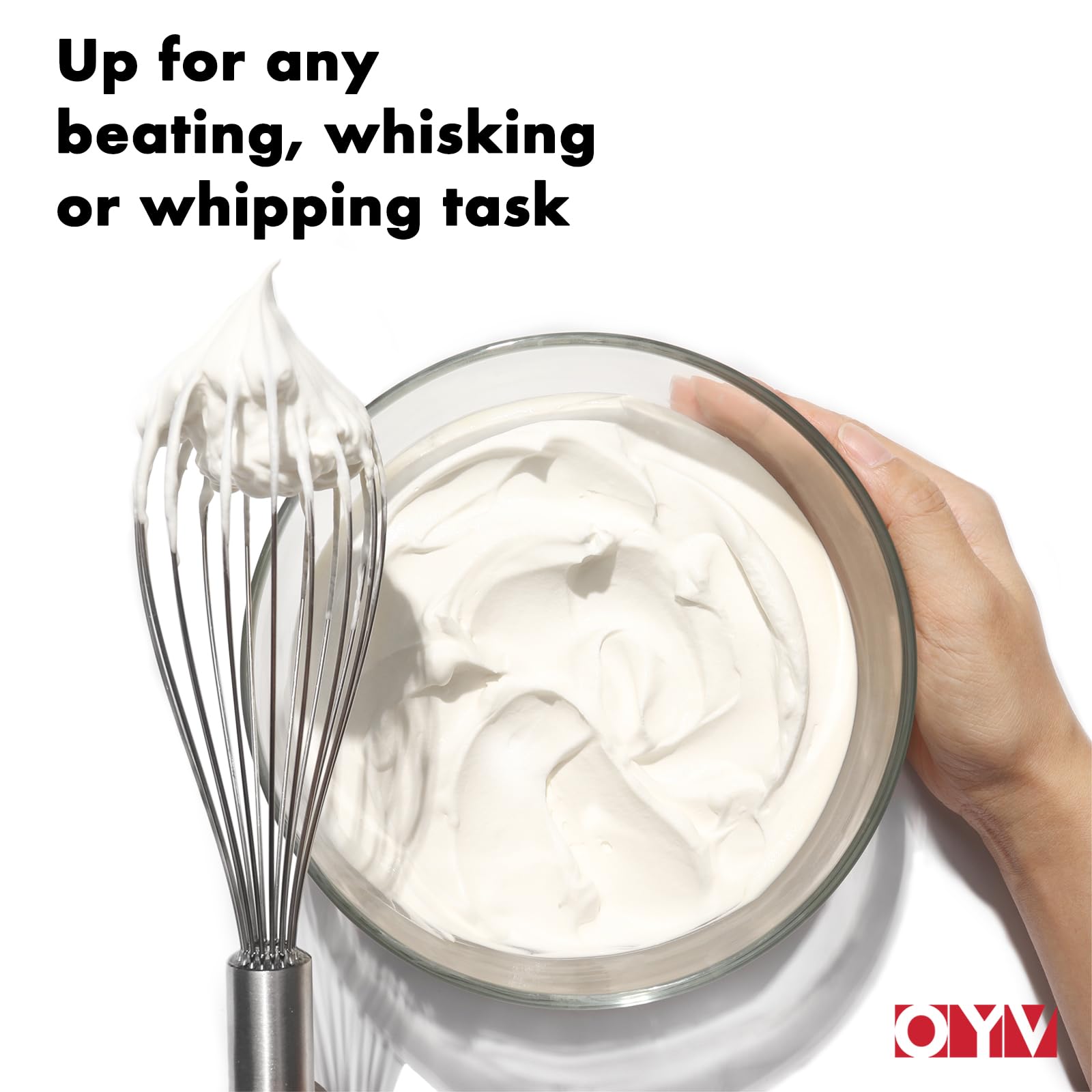 OYV 12" Whisk for Cooking, Ergonomic Handle, Dishwasher Safe 18/10 Stainless Steel Whisk, Professional Kitchen Wire Whisk, Perfect for Blending, Whisking, Baking, and Beating