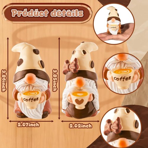 Exasinine Coffee Gnomes - Adorable Resin Figurines for Kitchen Decor & Tiered Tray | 2-Piece Set