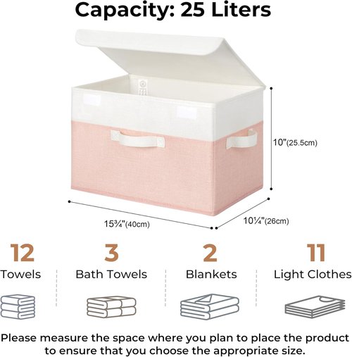 Granny Says Storage Baskets - Decorative Foldable Storage Boxes with Lids | Pink 2-Pack for Closet Organization