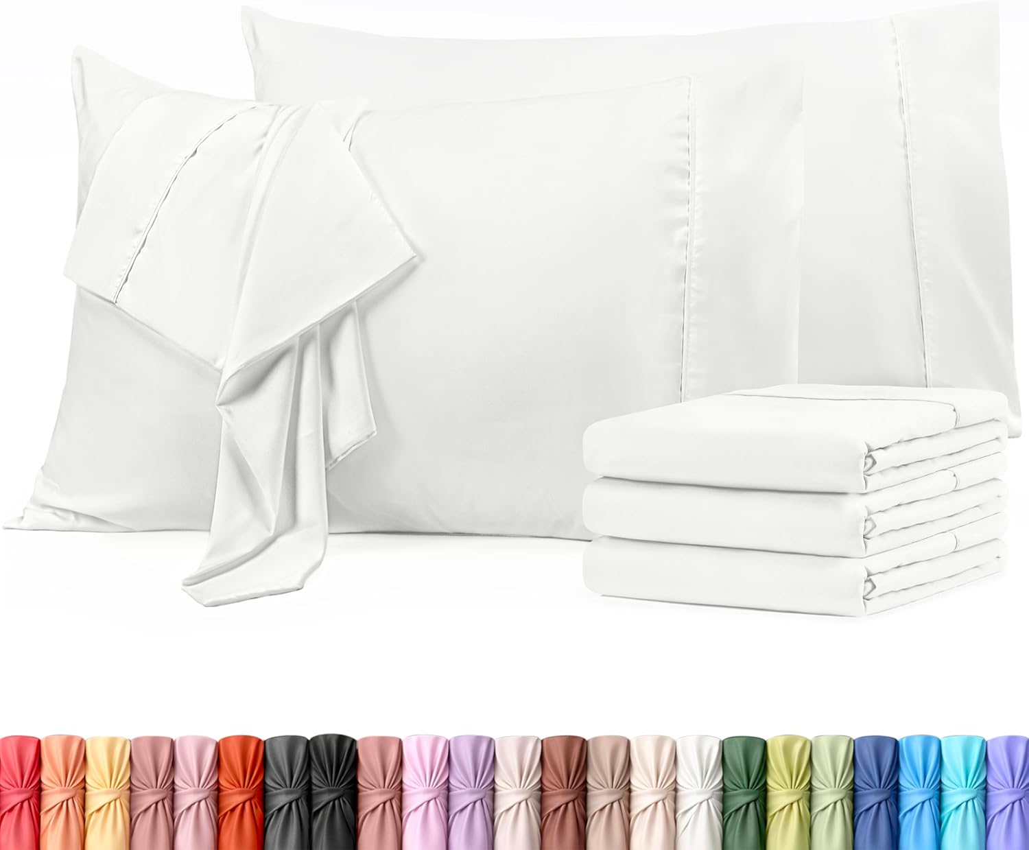 Utopia Bedding King Pillow Cases - Soft Brushed Microfiber - 6 Pack, Fade Resistant | 20" x 40" - White