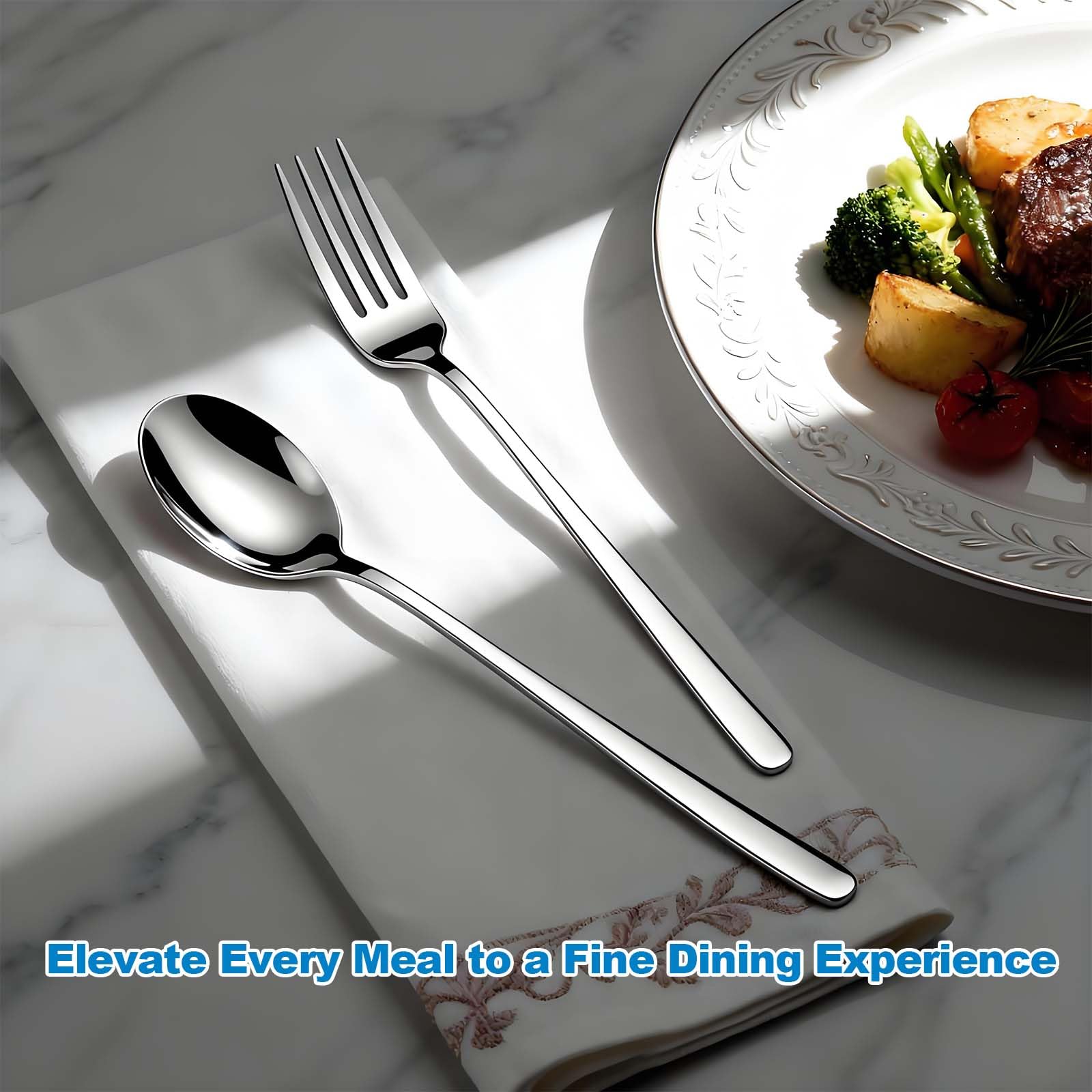 Flying Leaves Dinner Forks, Premium 18/10 Stainless Steel Silverware Forks, 6-Piece Set - Classic & Modern Design Flatware Forks, Dishwasher Safe for Home & Restaurant Use