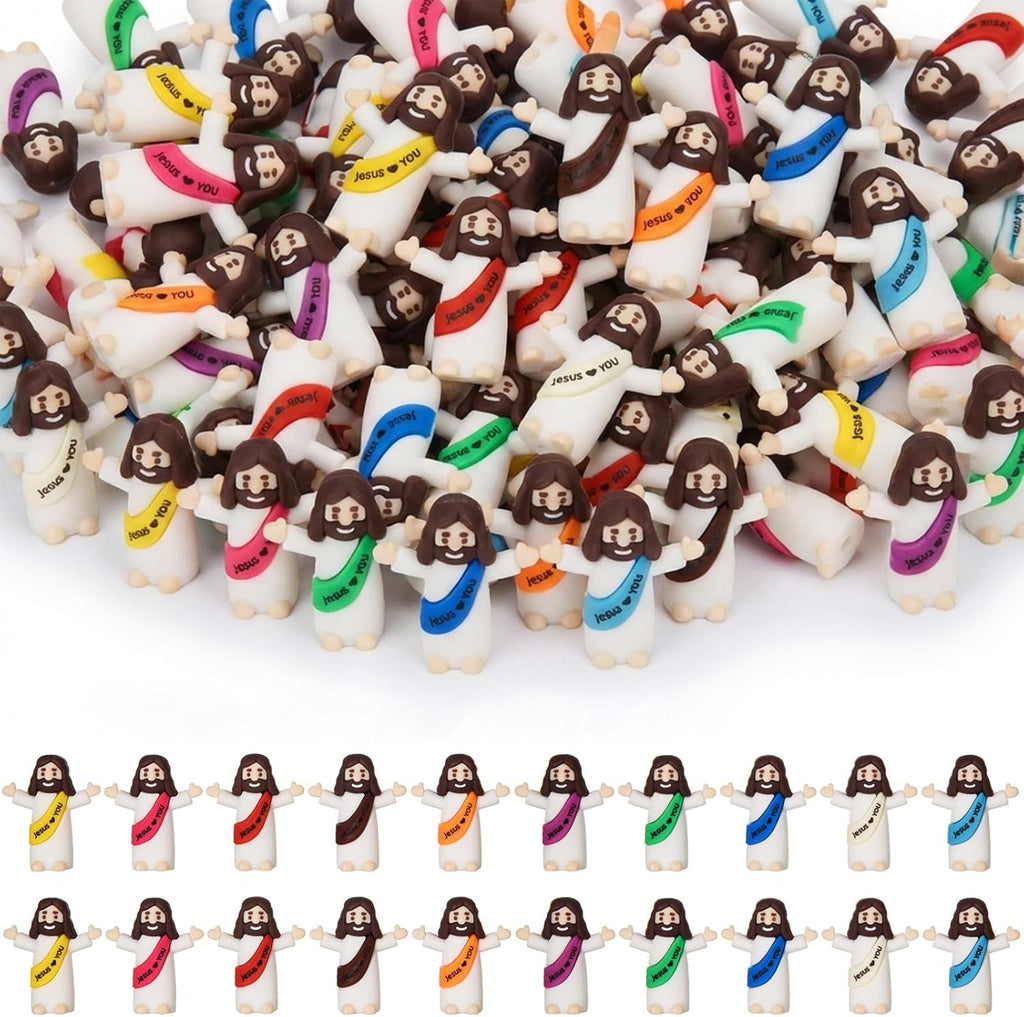 Mini Jesus Figures by [Brand Name] - 50 Pcs Tiny Religious Christ Dolls for Easter Egg Stuffers | Multicolor