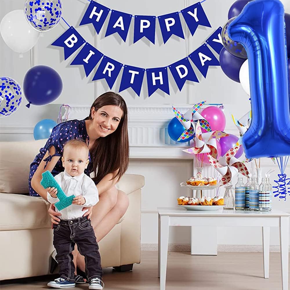 TONIFUL 40-Inch Navy Blue Number 1 Balloon - Large Foil Mylar Decoration for Birthdays & Celebrations