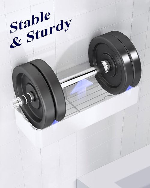 Kitsure Shower Caddy - Rustproof Adhesive Organizer | 2 Pack Large Metal Shelves, No-Drill, White