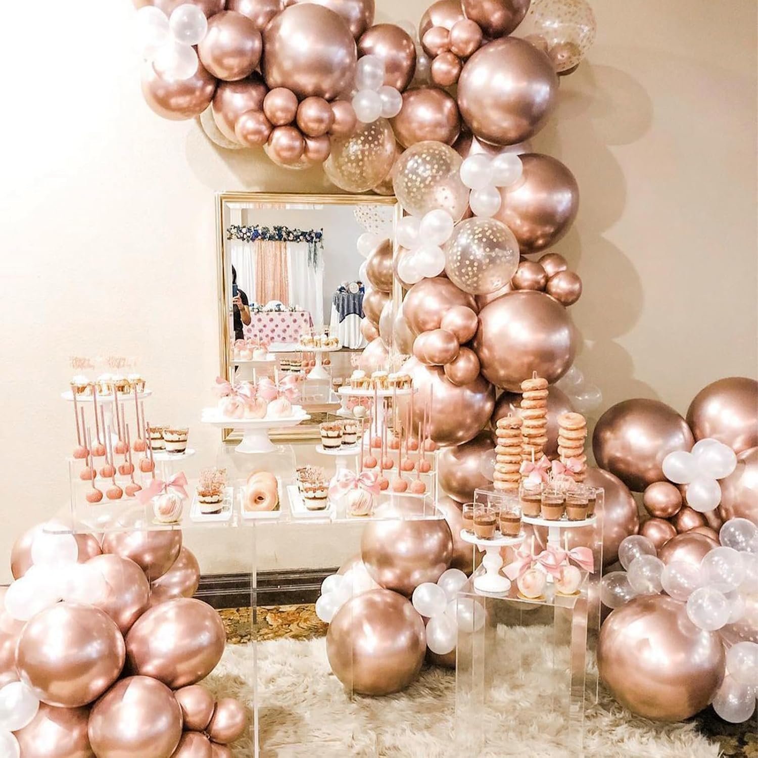 PartyWoo Rose Gold Balloons - 20pcs 18 Inch Metallic Chrome for Weddings & Celebrations