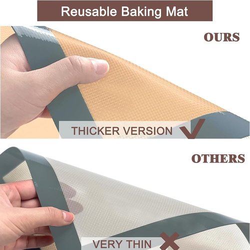 Inmorven Non-Stick Silicone Baking Mats - Food Safe Reusable Liner Sheets for Cookies & Pastries | 2-Pack