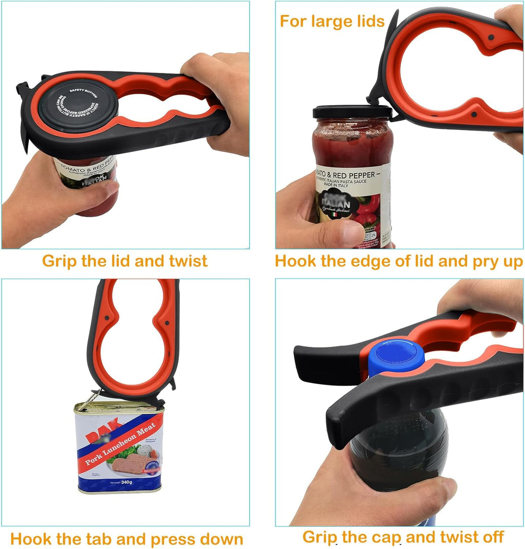 Skiennix 5-in-1 Jar Opener | Rubber Gripper Pad for Seniors with Arthritis & Weak Hands